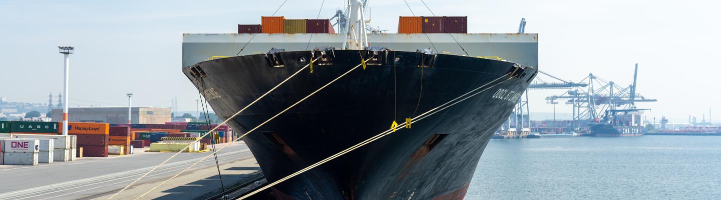 Cargo à quai dans le port du Havre